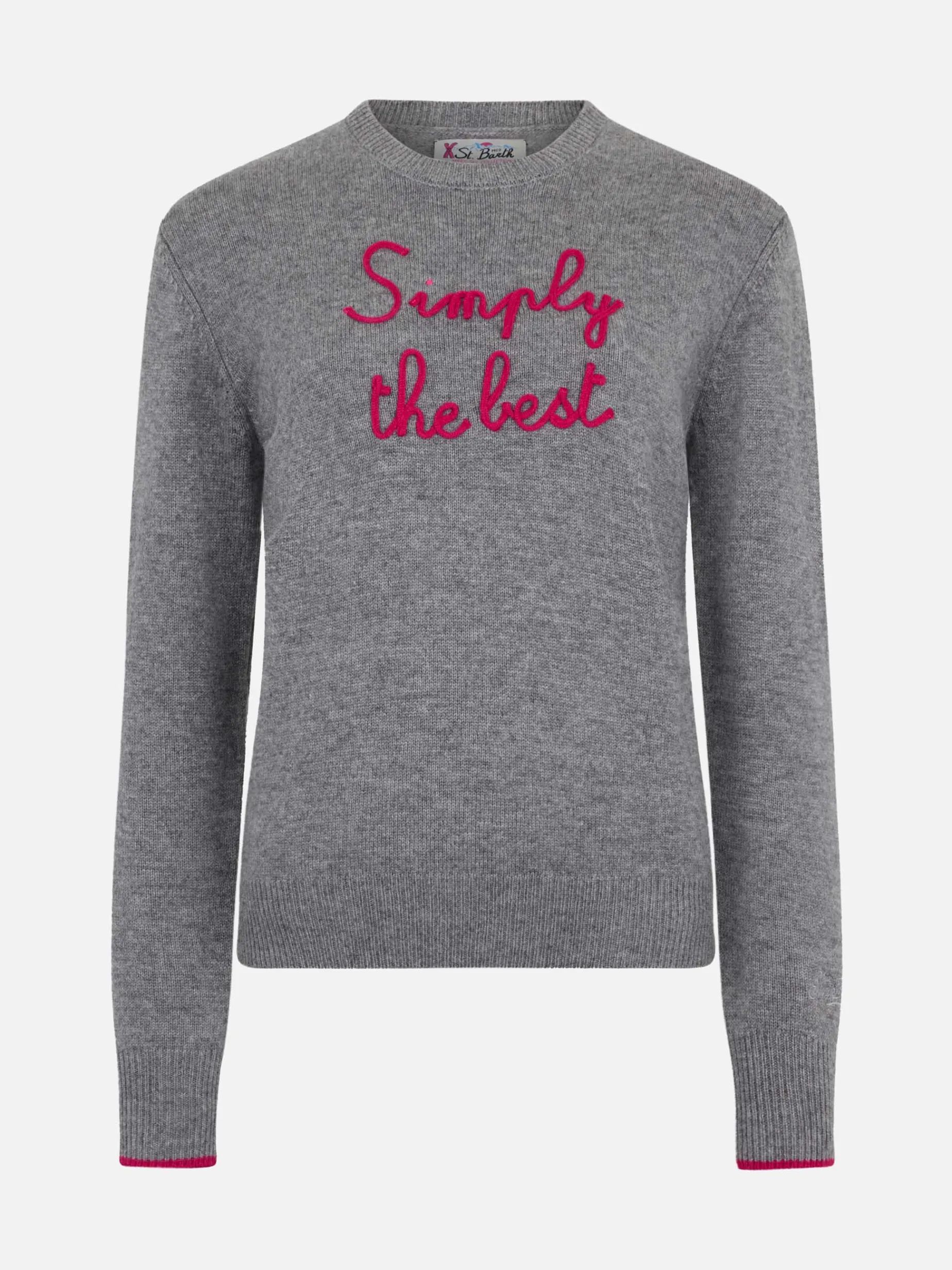 Grauer Damenpullover „New Queen“ mit „Simply the Best“-Stickerei