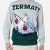 Grauer Herrenpullover Heron mit Zermatt-Zopf-Postkartendruck