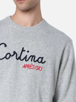 Grauer Herrenpullover Heron mit Cortina Après-Ski-Stickerei