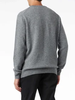 Grauer Herrenpullover mit Rundhalsausschnitt und St. Barth-Stickerei