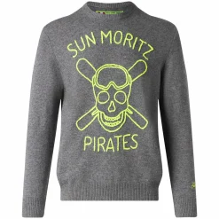 Grauer Herrenpullover Sun Moritz Pirates mit Fluo-Stickerei
