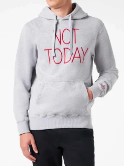 Grauer Kapuzenpullover für Herren mit „Not Today“-Stickerei
