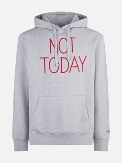 Grauer Kapuzenpullover für Herren mit „Not Today“-Stickerei
