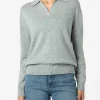 Grauer Melange-Pullover Eze für Damen mit Polokragen