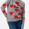 Grauer Pullover für Damen New Queen Kissene Frega Stickerei