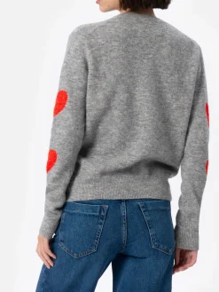 Grauer Pullover für Damen New Queen Kissene Frega Stickerei