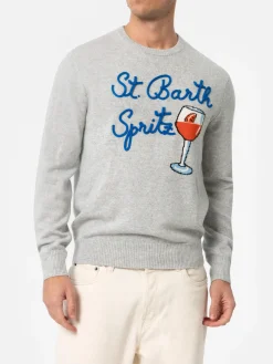Grauer Pullover für Männer Heron mit Spritzglas
