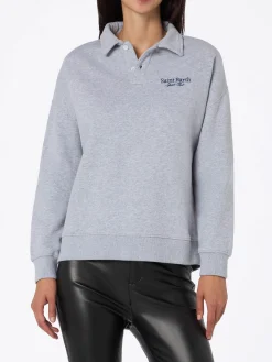 Graues Damen-Poloshirt Berenice mit St. Barth Sport Club-Stickerei