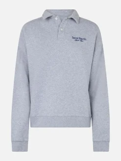 Graues Damen-Poloshirt Berenice mit St. Barth Sport Club-Stickerei