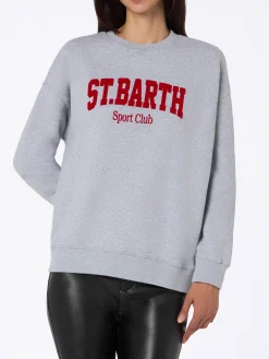 Graues Fleece-Sweatshirt aus Baumwolle für Damen Stardust