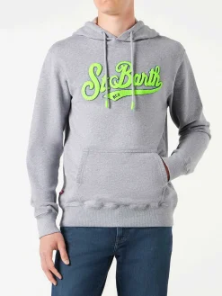 Graues Herren-Sweatshirt mit Kapuze aus Baumwolle