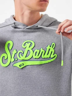 Graues Herren-Sweatshirt mit Kapuze aus Baumwolle