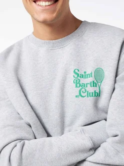 Graues Herren-Sweatshirt mit Rundhalsausschnitt und Saint Barth MC2 Club-Aufdruck