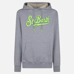 Graues Herren-Sweatshirt mit Kapuze aus Baumwolle