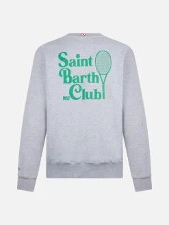 Graues Herren-Sweatshirt mit Rundhalsausschnitt und Saint Barth MC2 Club-Aufdruck