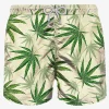 Grüne Blätter-Badeshorts mit Allover-Print