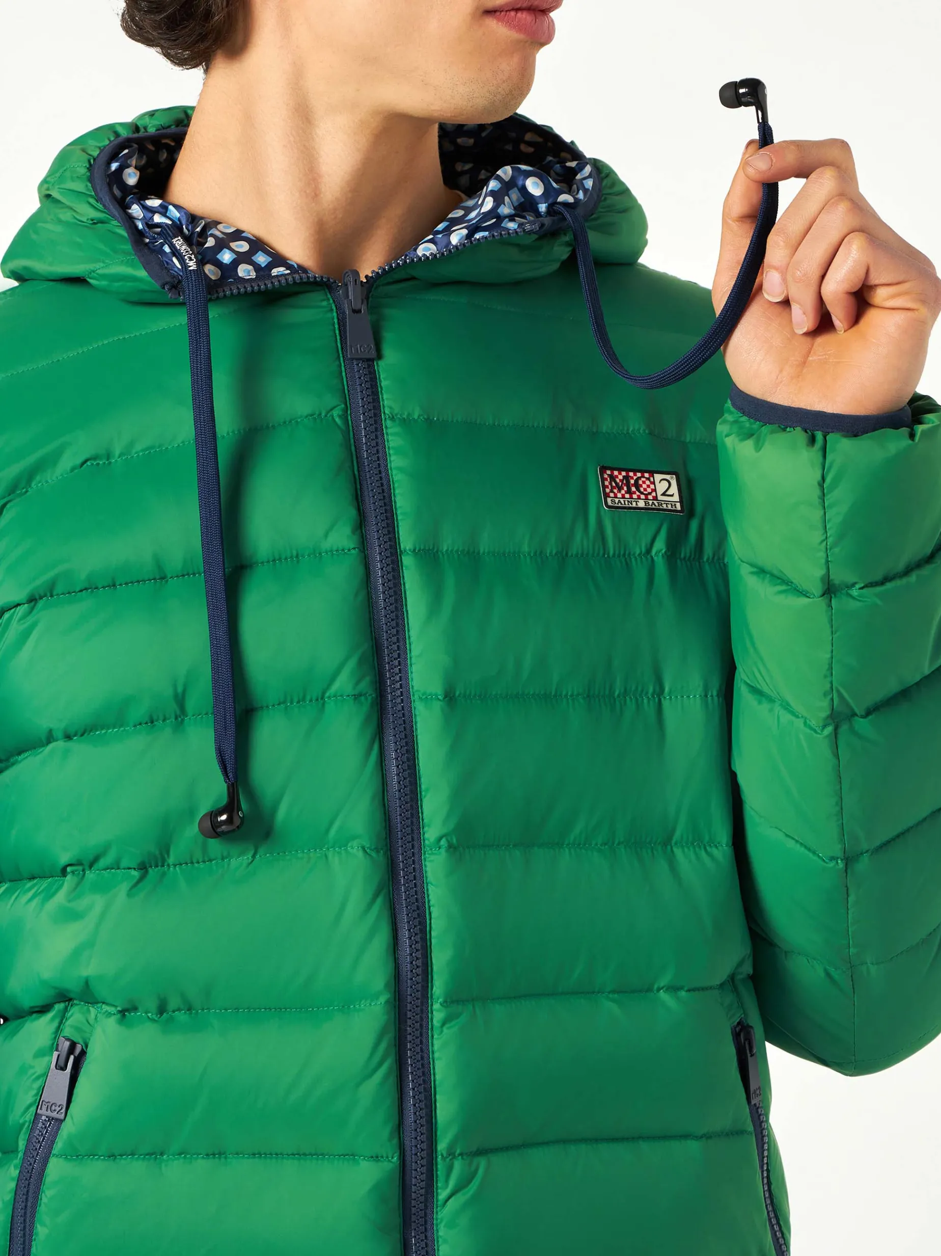 Grüne Doubleface-Daunenjacke für Herren