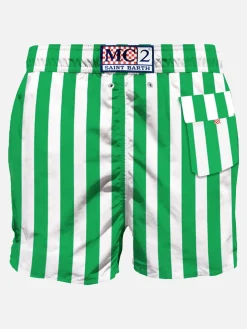 Grüne mittellange Badeshorts mit Stickerei