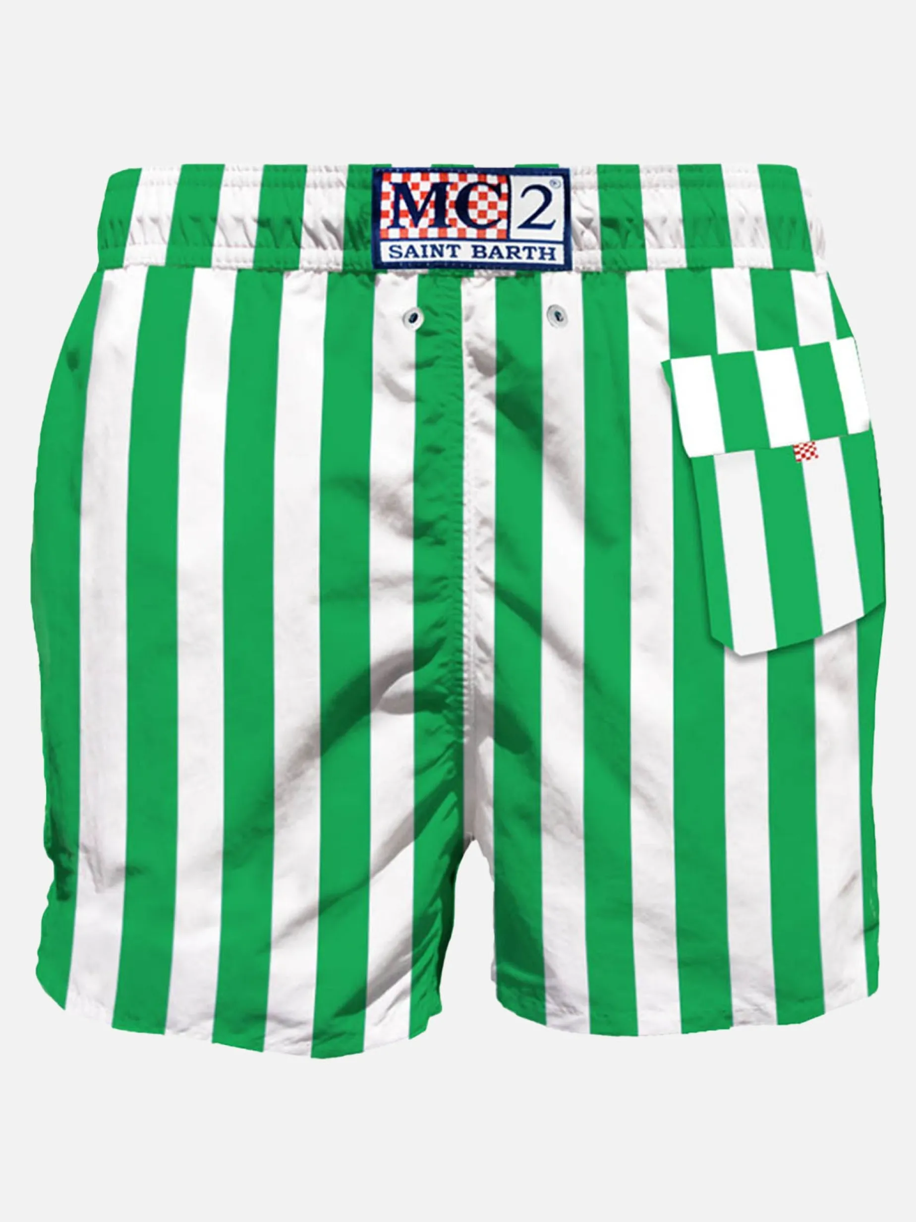 Grüne mittellange Badeshorts mit Stickerei