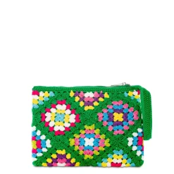 Grüne Parisienne-Häkelclutch mit Saint Barth