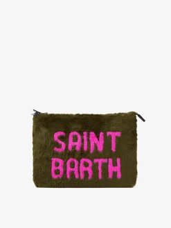 Grüne Parisienne-Umhängetasche Clutch aus Kunstfell