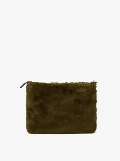 Grüne Parisienne-Umhängetasche Clutch aus Kunstfell