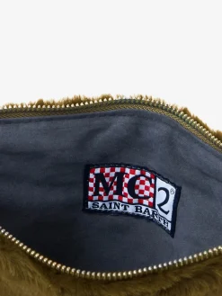 Grüne Parisienne-Umhängetasche Clutch aus Kunstfell