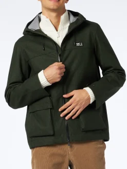 Grüne Windjacke für Herren mit Kapuze