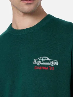 Grüner Herrenpullover Heron mit Cortina Speed-Stickerei