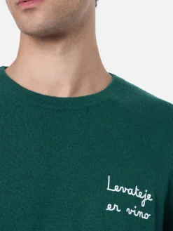 Grüner Herrenpullover Heron Light mit Levateje er vino-Stickerei | VACANZE DI NATALE SONDERAUSGABE