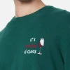 Grüner Herrenpullover Heron mit It's Wine O'Clock-Stickerei