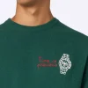 Grüner Herrenpullover „Heron“ mit „Time is Precious“-Stickerei