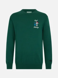 Grüner Herrenpullover Heron mit Snoopy Golf-Stickerei | SNOOPY PEANUTS SPECIAL EDITION