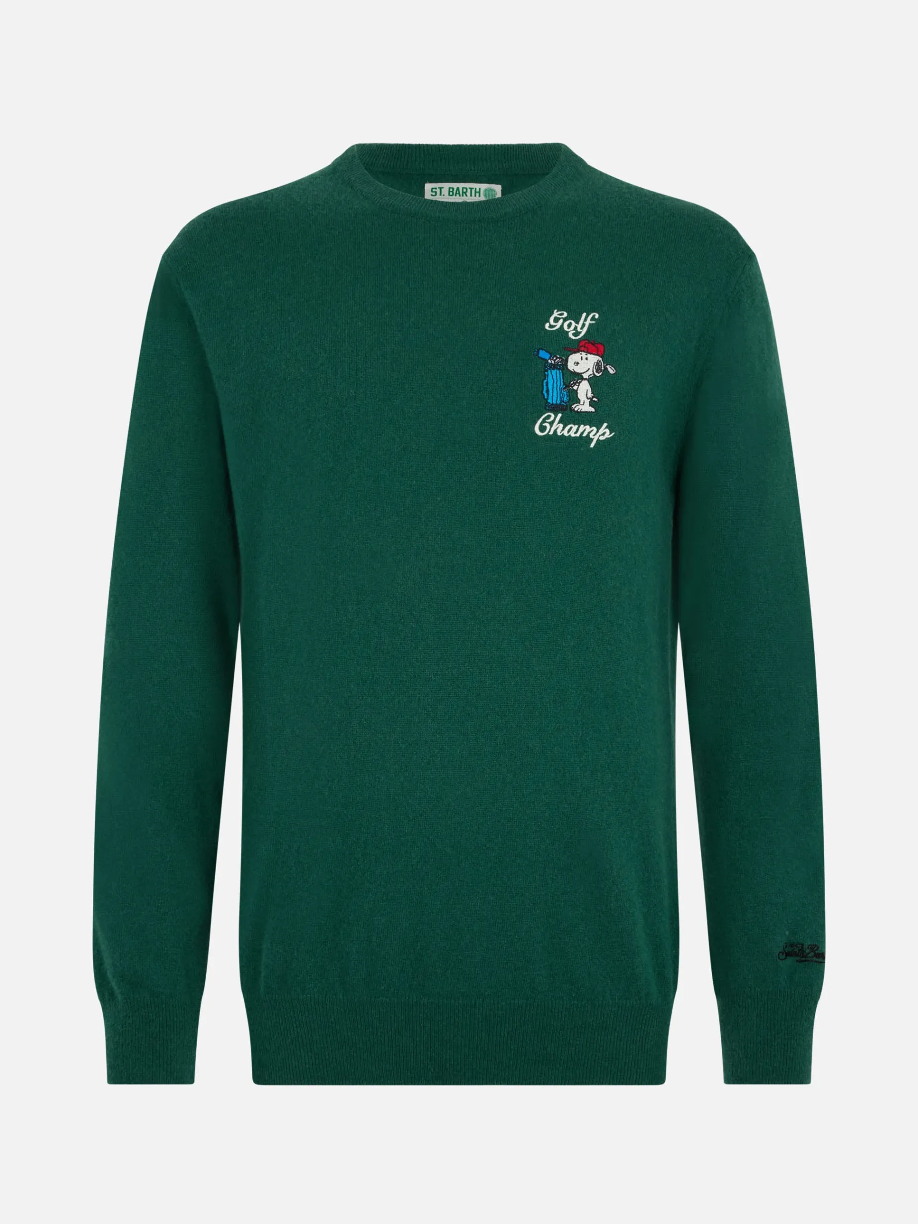 Grüner Herrenpullover Heron mit Snoopy Golf-Stickerei | SNOOPY PEANUTS SPECIAL EDITION