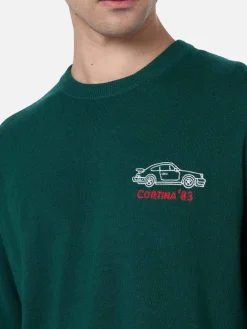 Grüner Herrenpullover Heron mit Cortina Speed-Stickerei