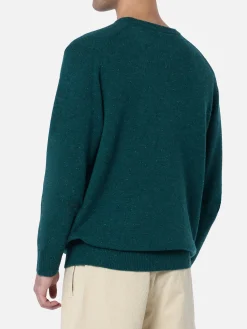 Grüner Herrenpullover Heron mit Basset Hound-Print