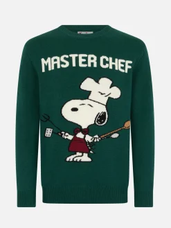 Grüner Herrenpullover Heron mit Snoopy Meisterkoch | SNOOPY PEANUTS SPECIAL EDITION