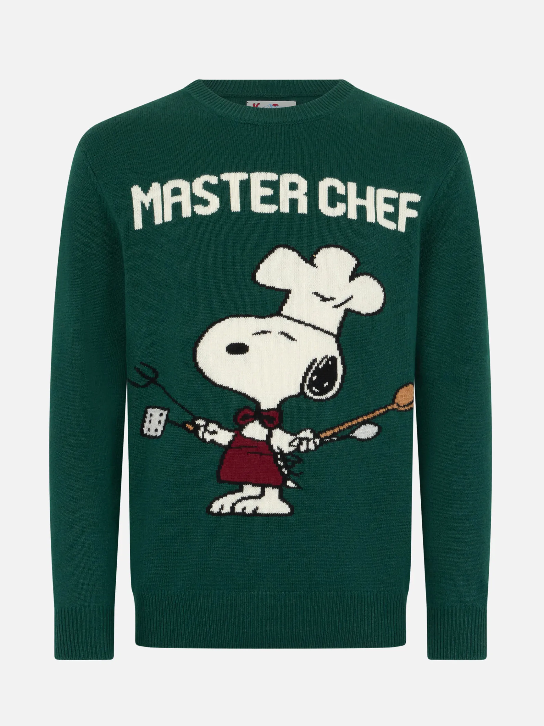 Grüner Herrenpullover Heron mit Snoopy Meisterkoch | SNOOPY PEANUTS SPECIAL EDITION