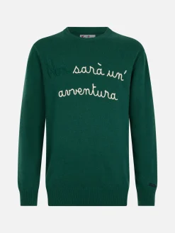 Grüner Herrenpullover Heron mit Stickerei Non sarà un'avventura