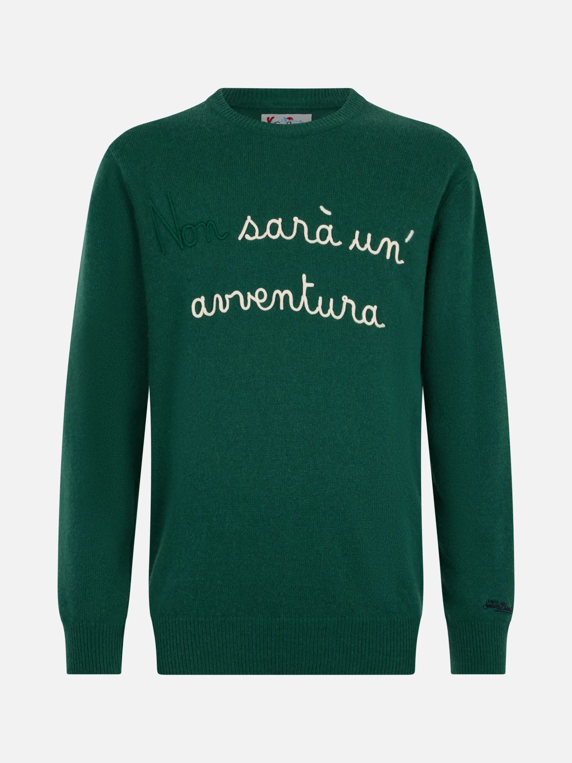 Grüner Herrenpullover Heron mit Stickerei Non sarà un'avventura