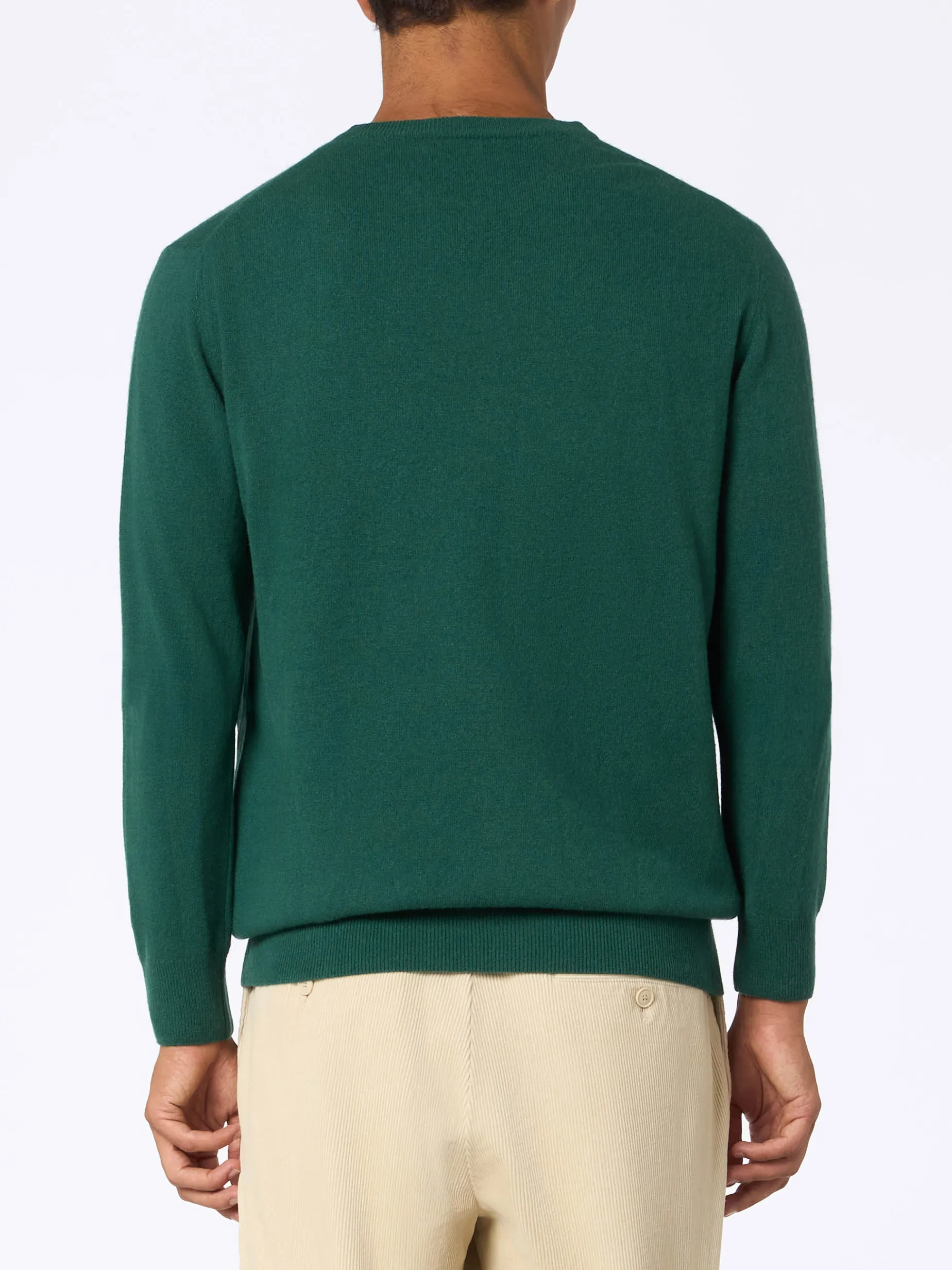 Grüner Herrenpullover „Heron“ mit „Time is Precious“-Stickerei