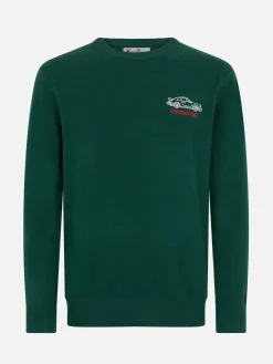Grüner Herrenpullover Heron mit Cortina Speed-Stickerei