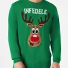 Grüner Herrenpullover mit Infedele-Aufdruck