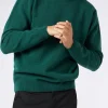 Grüner Herrenpullover mit Rundhalsausschnitt und St. Barth-Stickerei