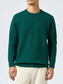 Grüner Herrenpullover mit Rundhalsausschnitt und St. Barth-Stickerei