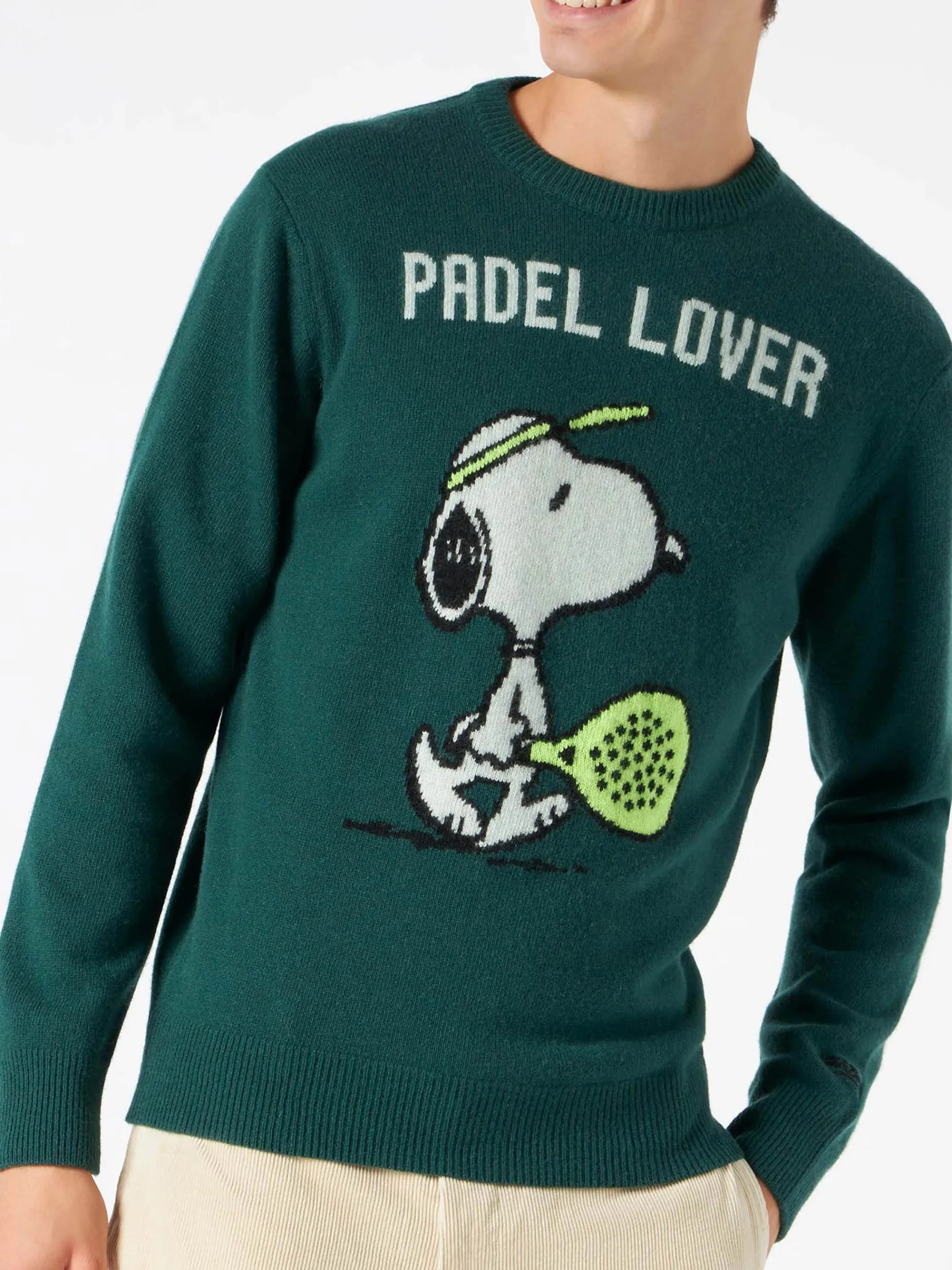 Grüner Herrenpullover mit Snoopy-Aufdruck | SNOOPY – PEANUTS™ SONDEREDITION