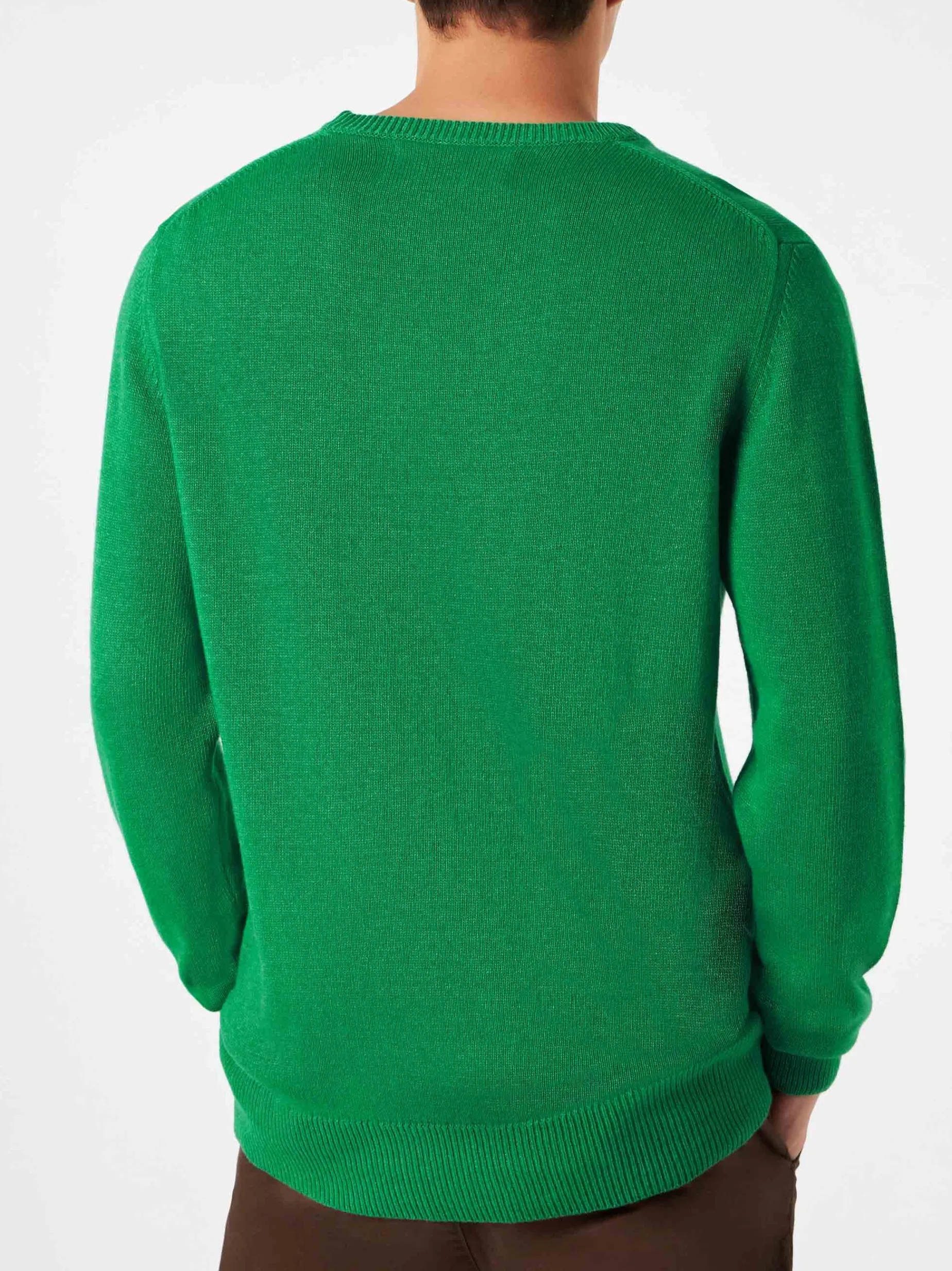 Grüner Herrenpullover mit Infedele-Aufdruck