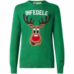 Grüner Herrenpullover mit Infedele-Aufdruck