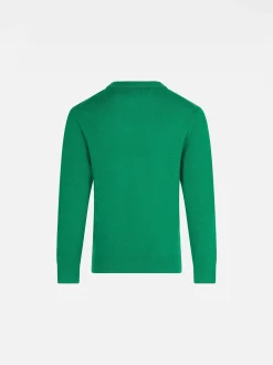 Grüner Jungenpullover mit St. Moritz-Jacquard-Print