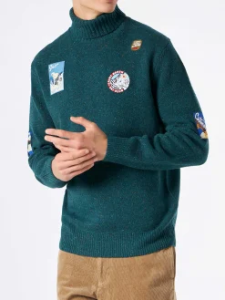 Grüner Rollkragenpullover für Herren
